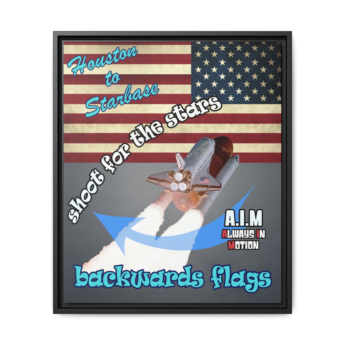 shoot for the stars - framed canvas art (grey-light grey)