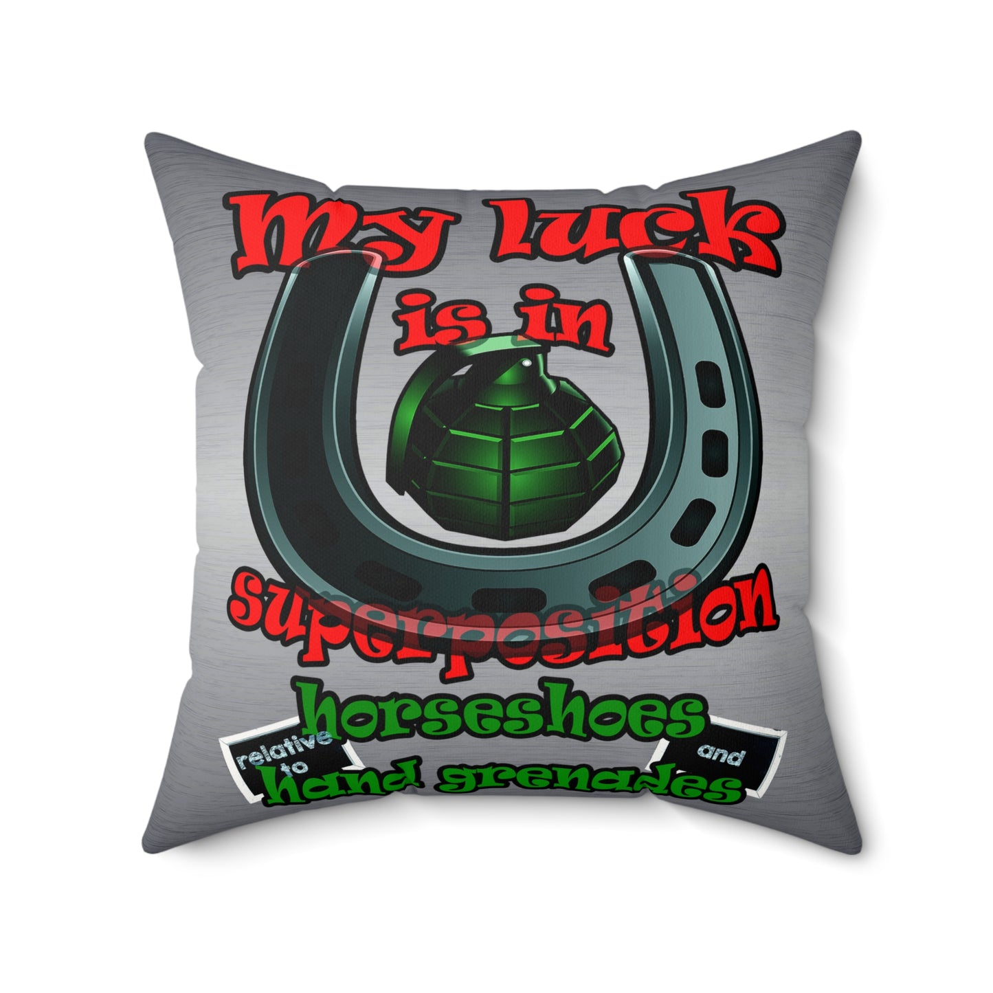 my luck - Faux Suede Square Pillow - (brushed nickel)