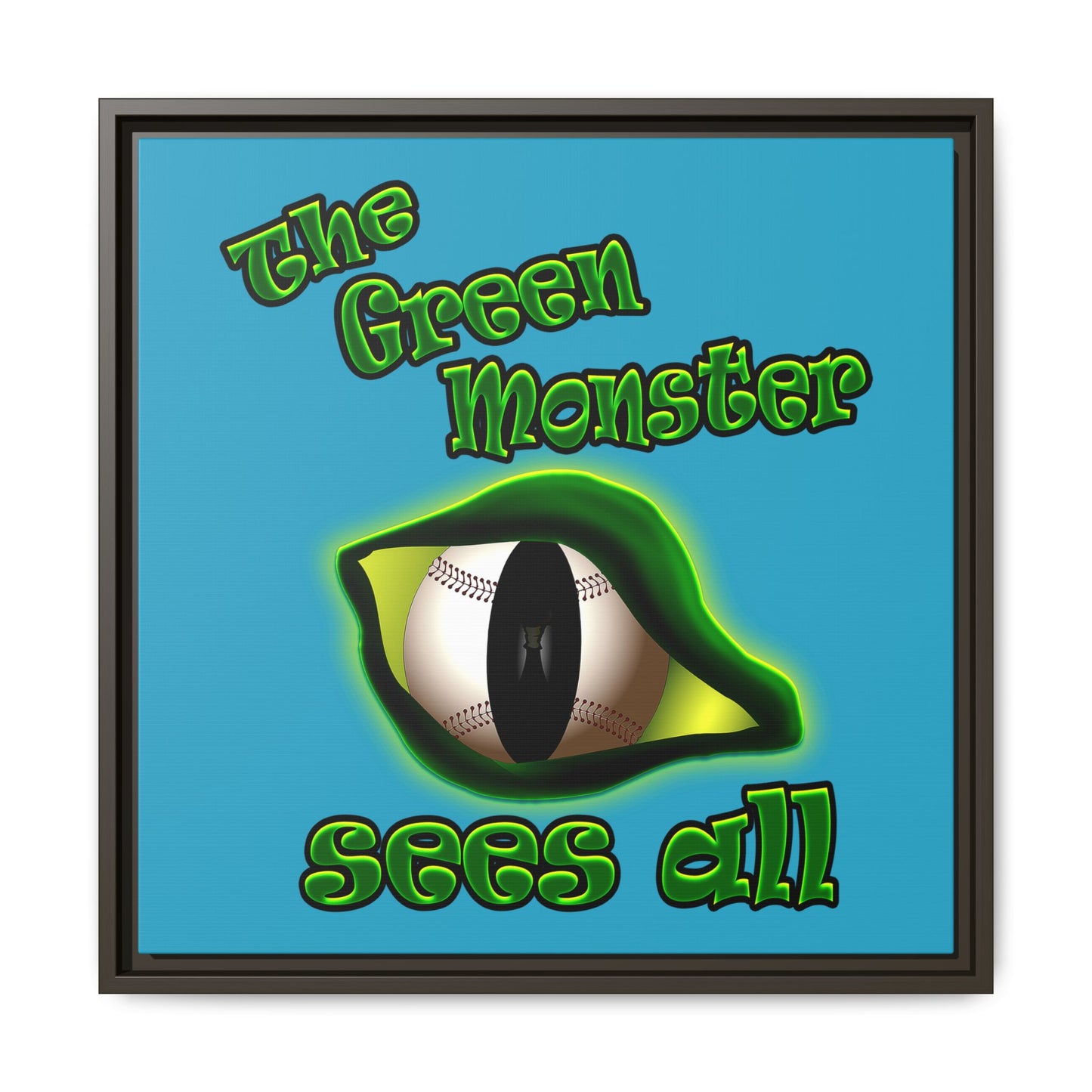 green monster - framed canvas art (turquoise)