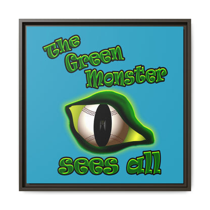 green monster - framed canvas art (turquoise)