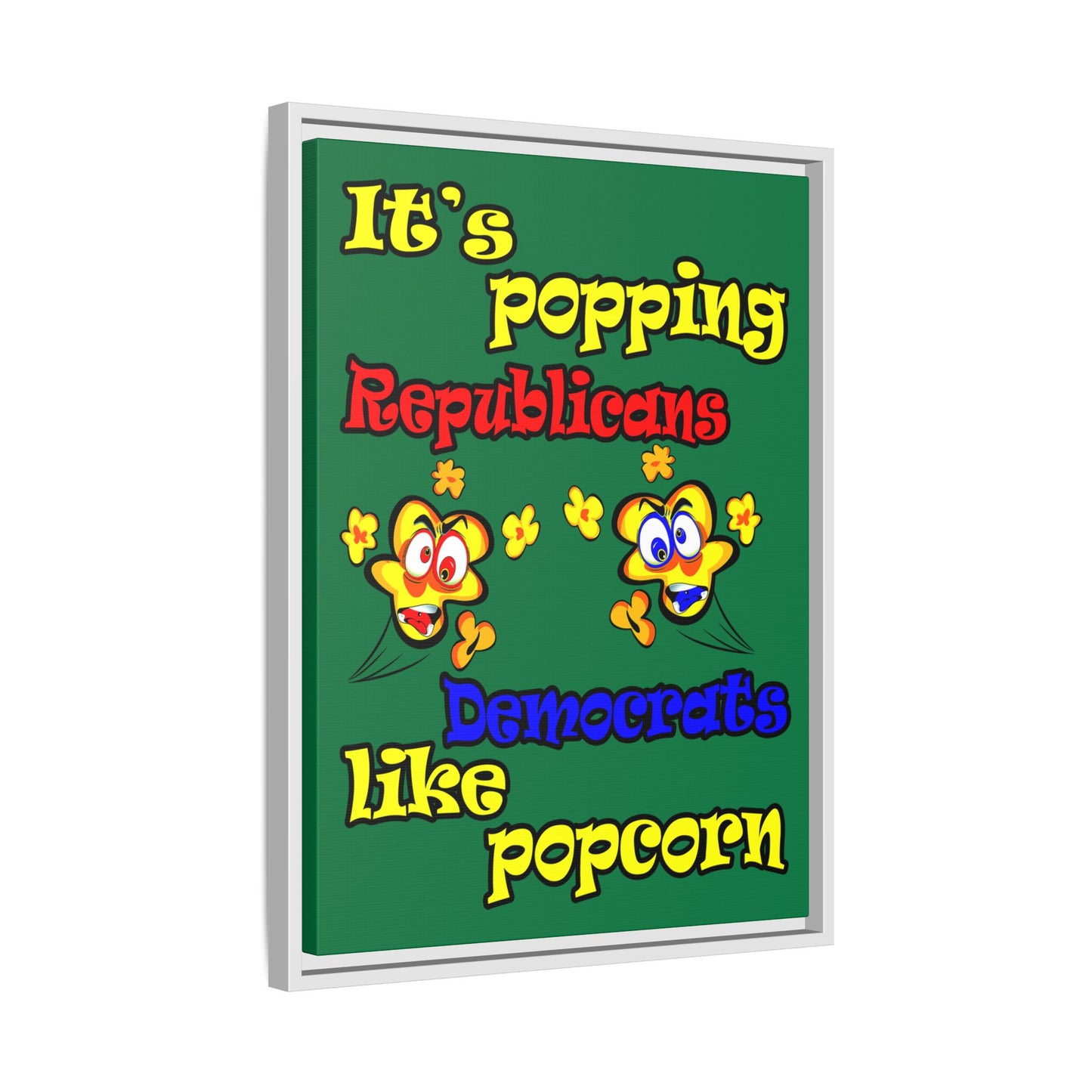 popping like popcorn - framed canvas art (dark green)