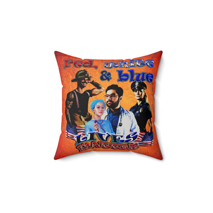 rw&b lives matter - Faux Suede Square Pillow - (burnt orange)