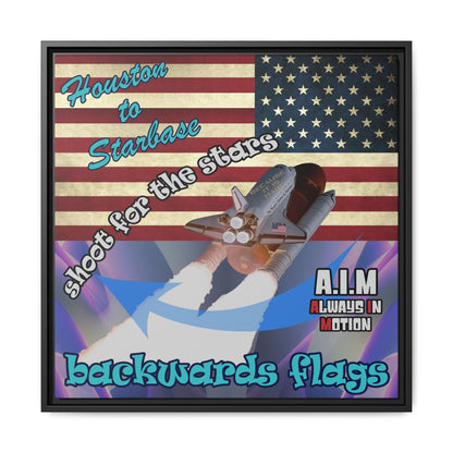 shoot for the stars - framed canvas art (grey-pink wave)