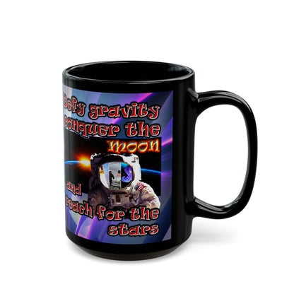 defy conquer reach - Black Mug (grey-pink wave)