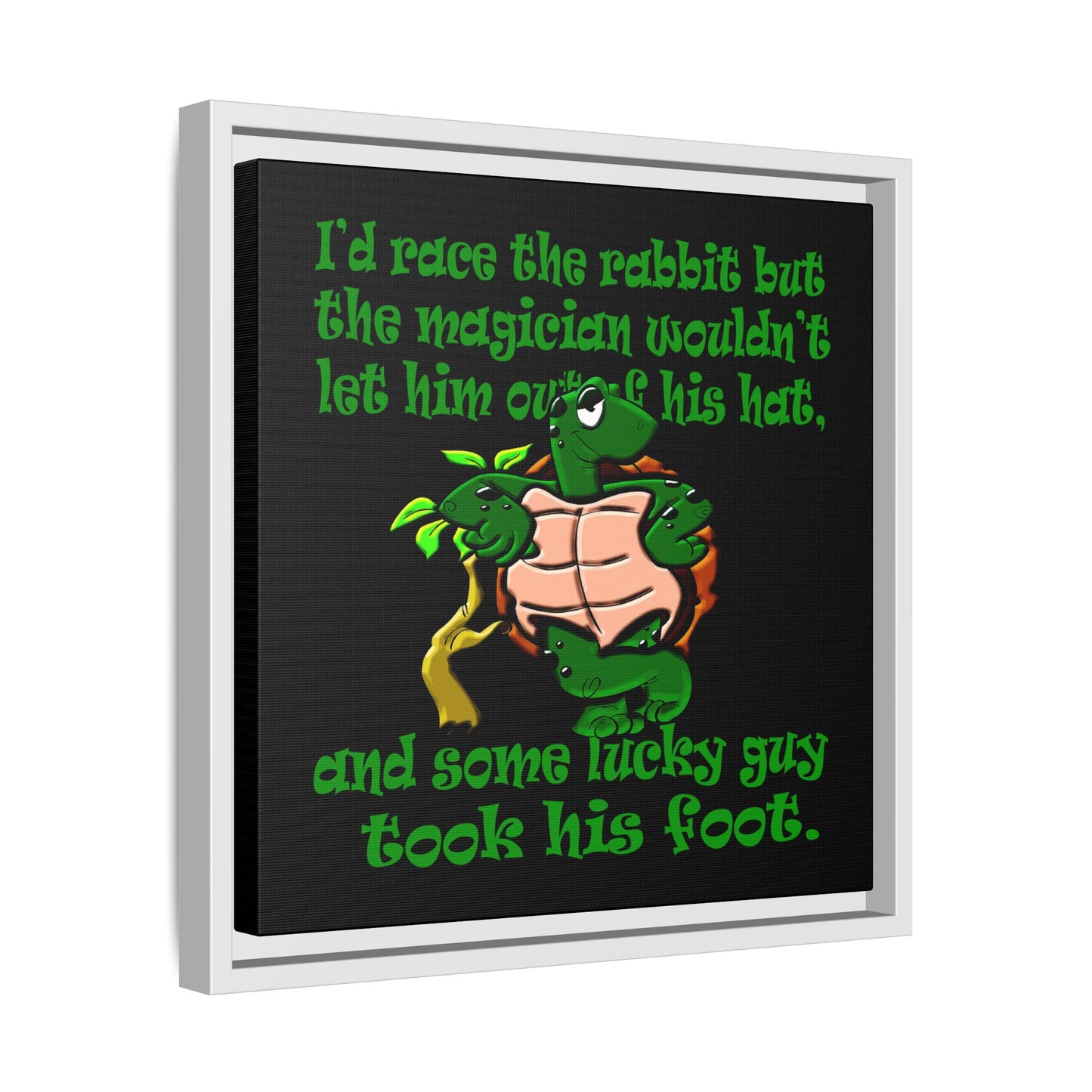 turtle race - framed canvas art (black)