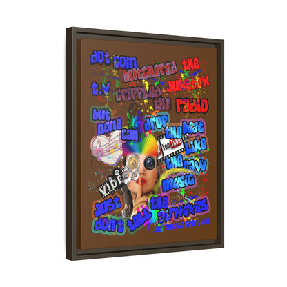 drop the beat - framed canvas art (brown)