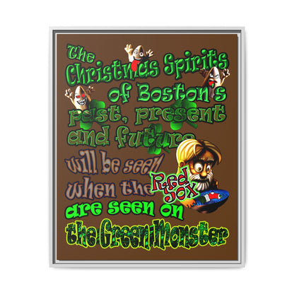 christmas spirits of boston - framed canvas art (brown)