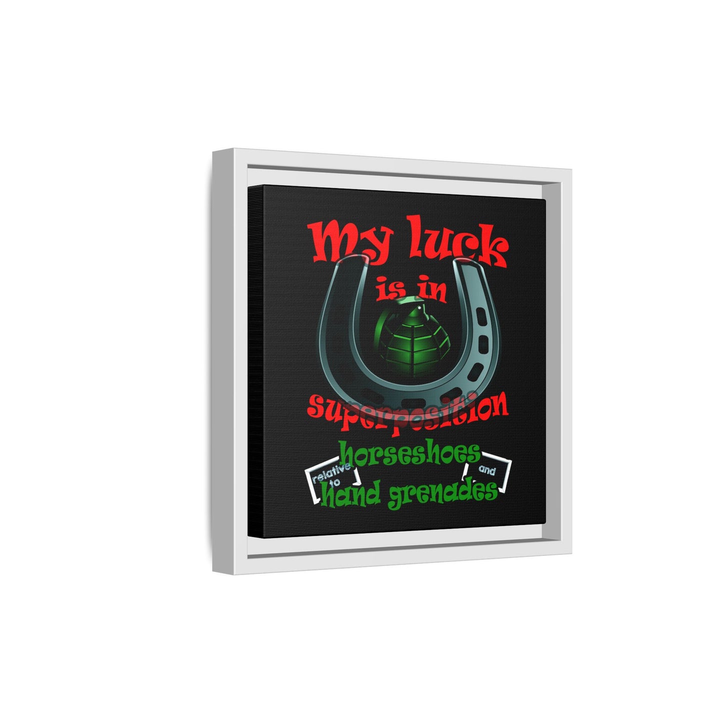my luck - framed canvas art (black)