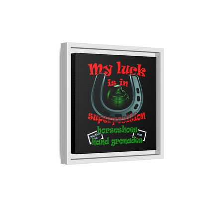 my luck - framed canvas art (black)