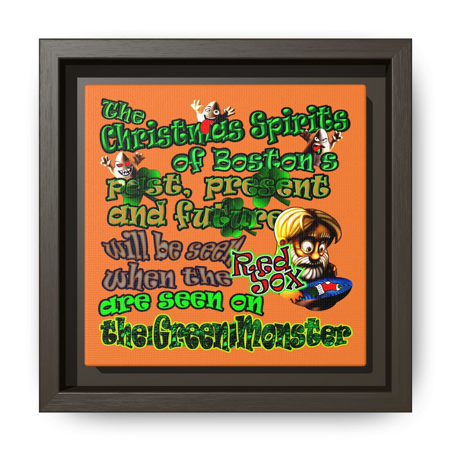 christmas spirits of boston - framed canvas art (crusta)