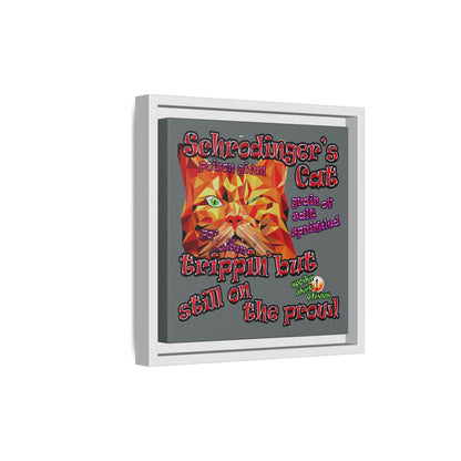 schrodinger's cat - framed canvas art (dark grey)