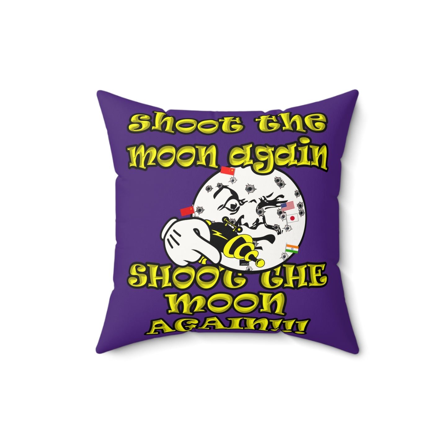 shoot the moon again - Faux Suede Square Pillow - (purple)
