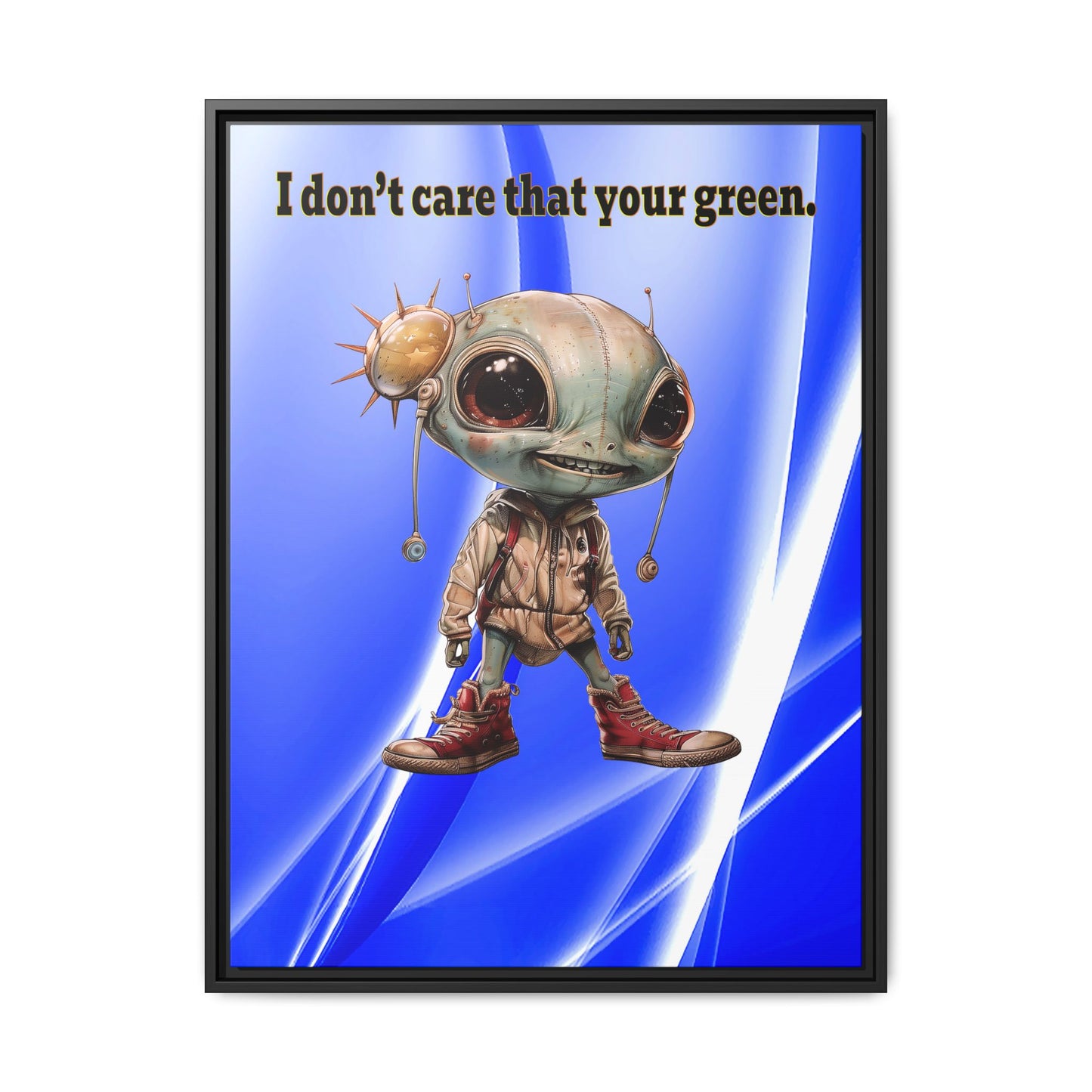 I don't care that your green - framed canvas art (blue-white wave)