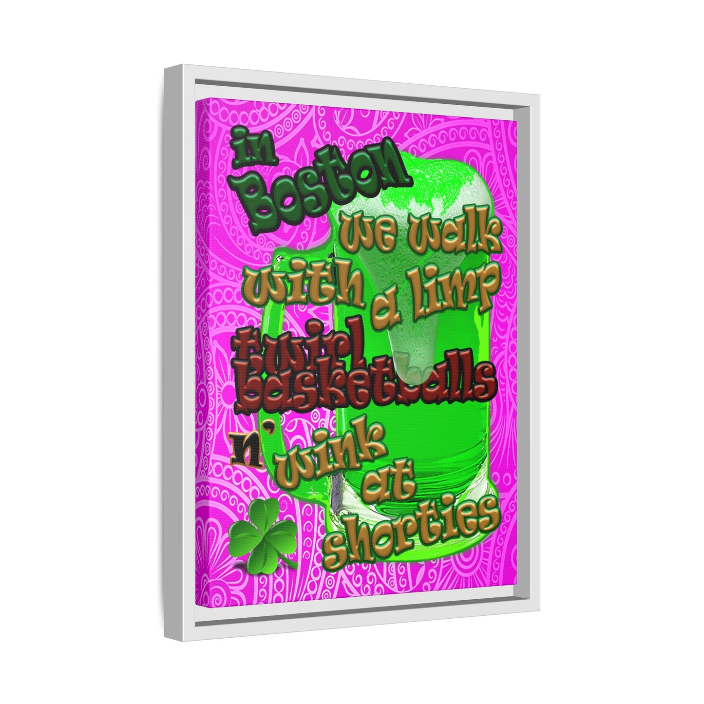 celtics logo - framed canvas art (pink swirl)