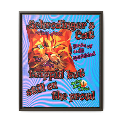 schrodinger's cat - framed canvas art (light blue-purple wave)