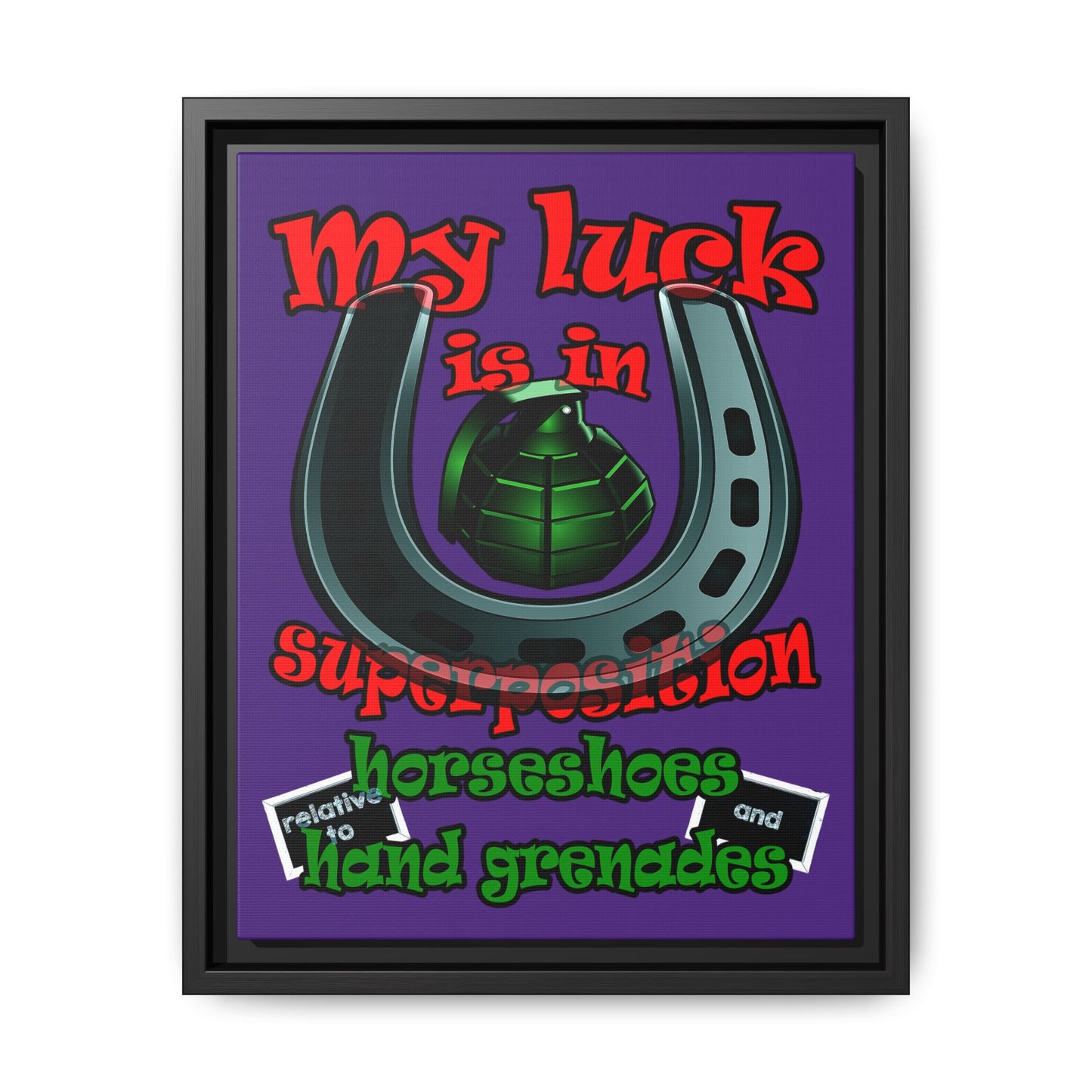 my luck - framed canvas art (purple)