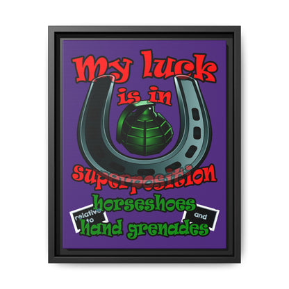 my luck - framed canvas art (purple)
