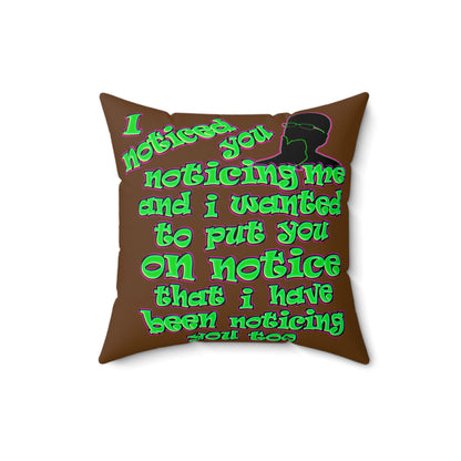 noticed you noticing - Faux Suede Square Pillow - (brown)