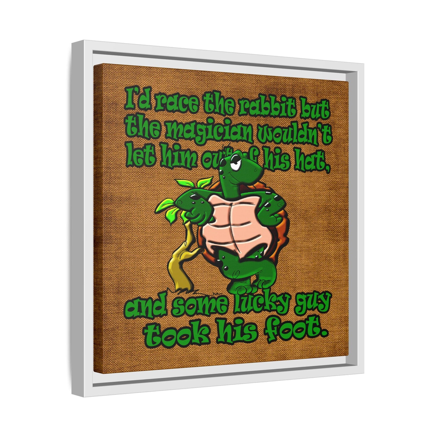 turtle race - framed canvas art (brown papyrus)