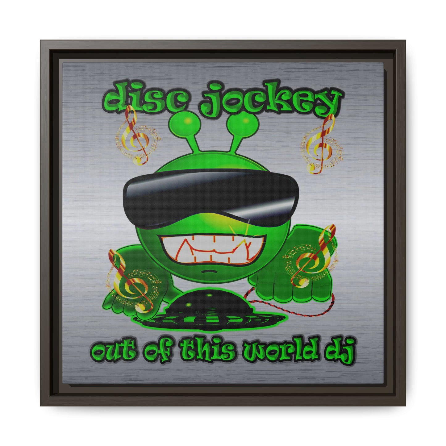 disc jockey - framed canvas art (brushed nickel)