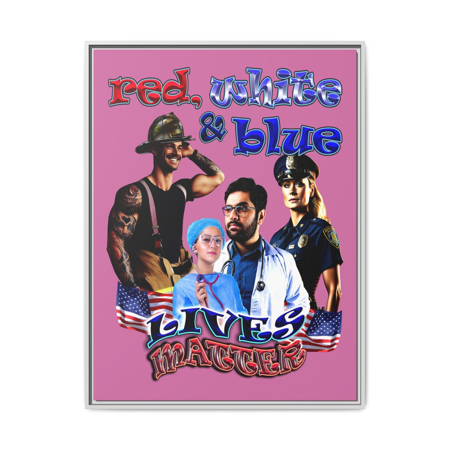 rw&b lives matter - framed canvas art (light pink)