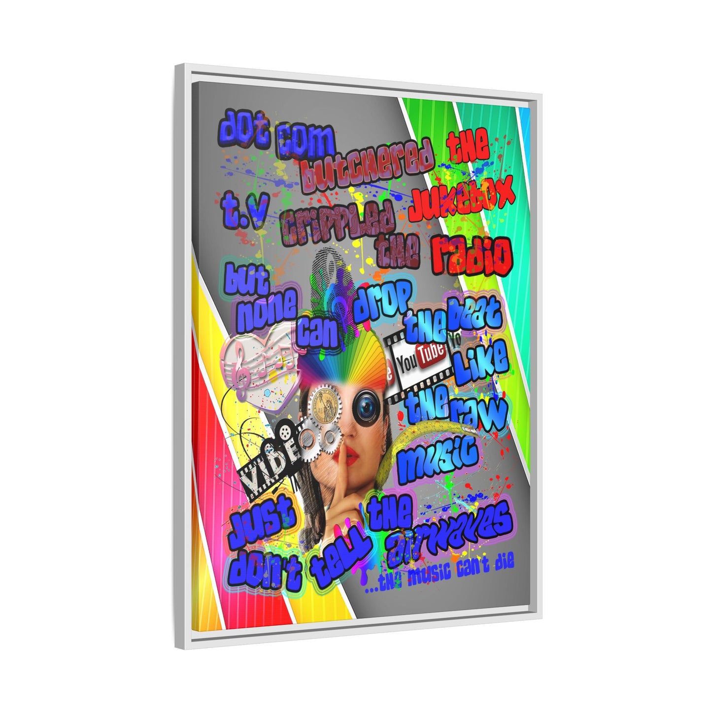 drop the beat - framed canvas art (rainbow split)