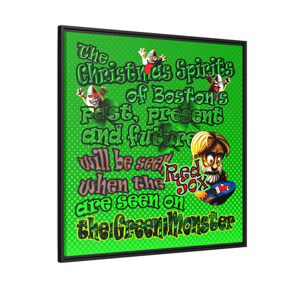 christmas spirits of boston - framed canvas art (logo green)