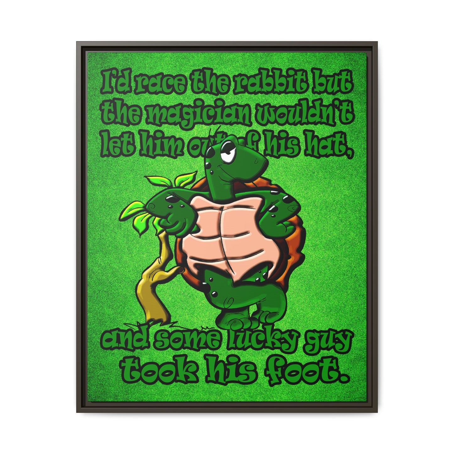 turtle race - framed canvas art (green turf)