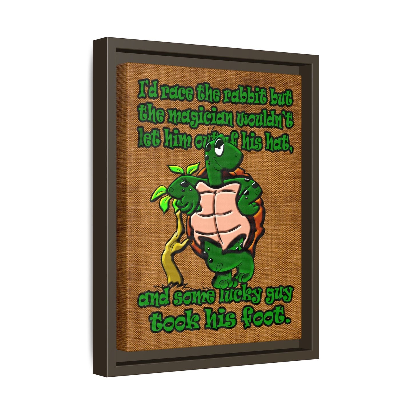 turtle race - framed canvas art (brown papyrus)
