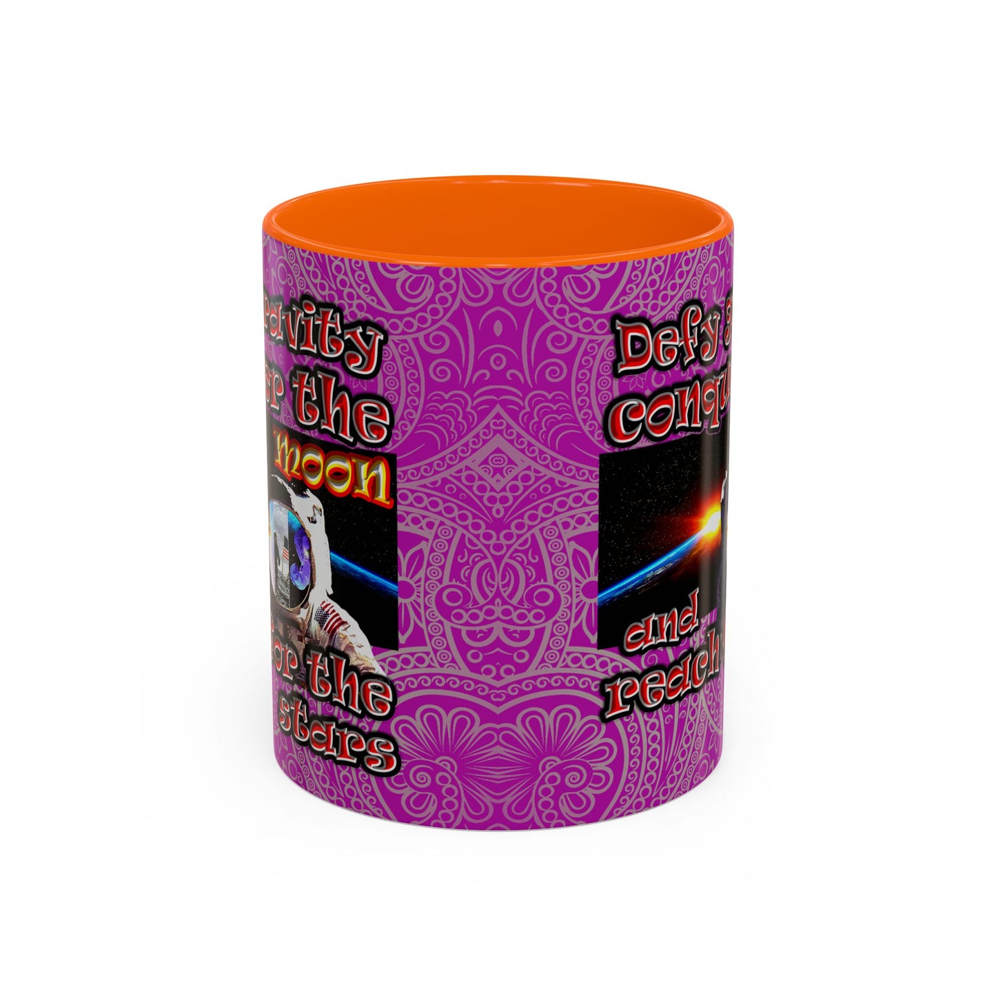 defy conquer reach - Accent Mug (pink swirl)