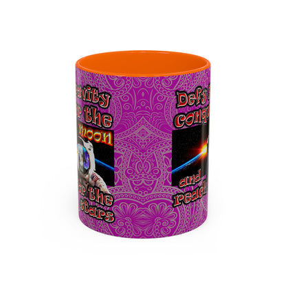 defy conquer reach - Accent Mug (pink swirl)