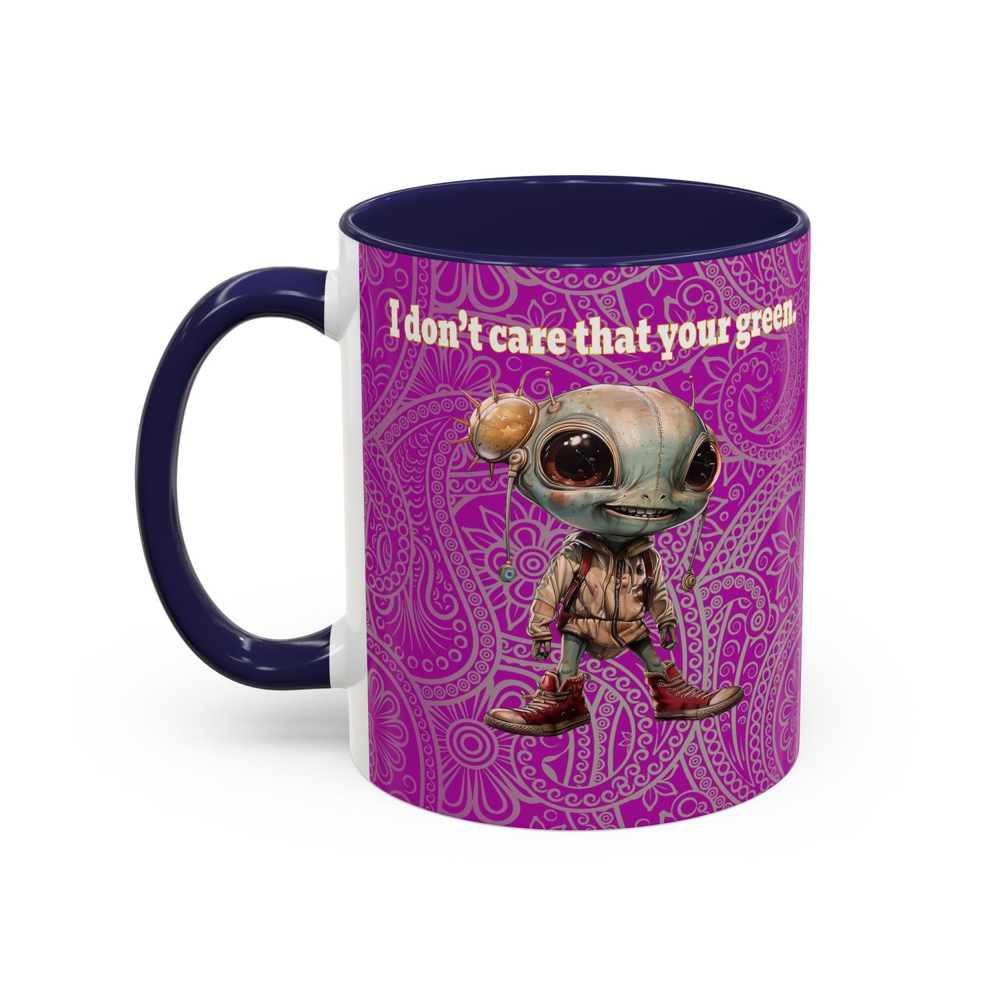 I don't care that your grey - Accent Mug (pink swirl)