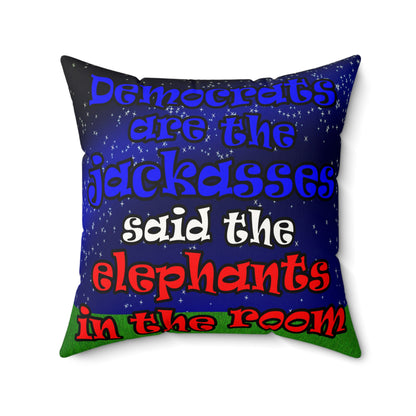 donkeys and elephants - Faux Suede Square Pillow - ('snoops' background)