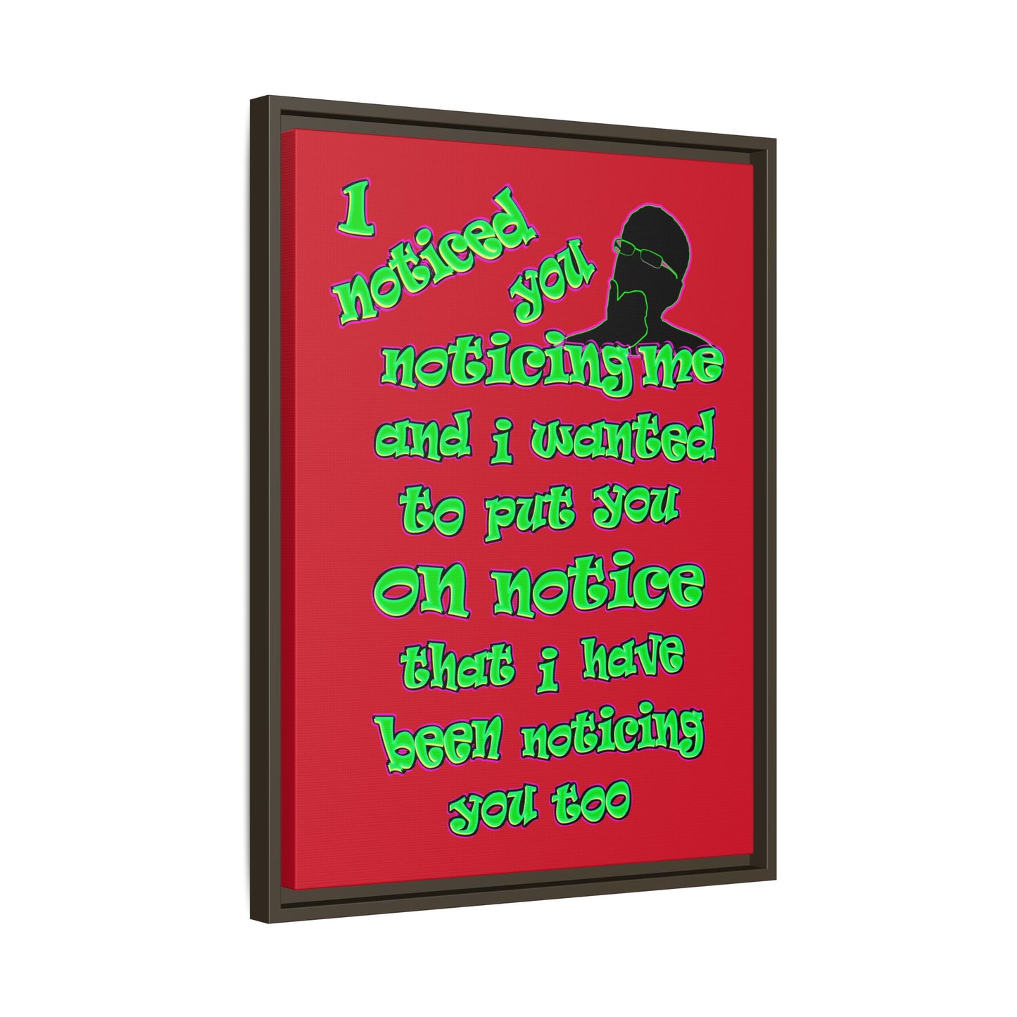 noticed you noticing - framed canvas art (dark red)