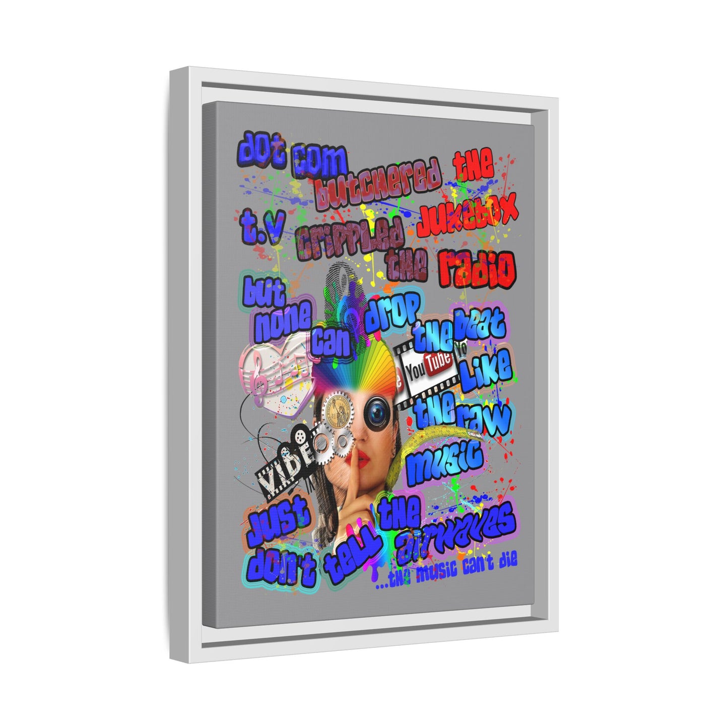 drop the beat - framed canvas art (grey)