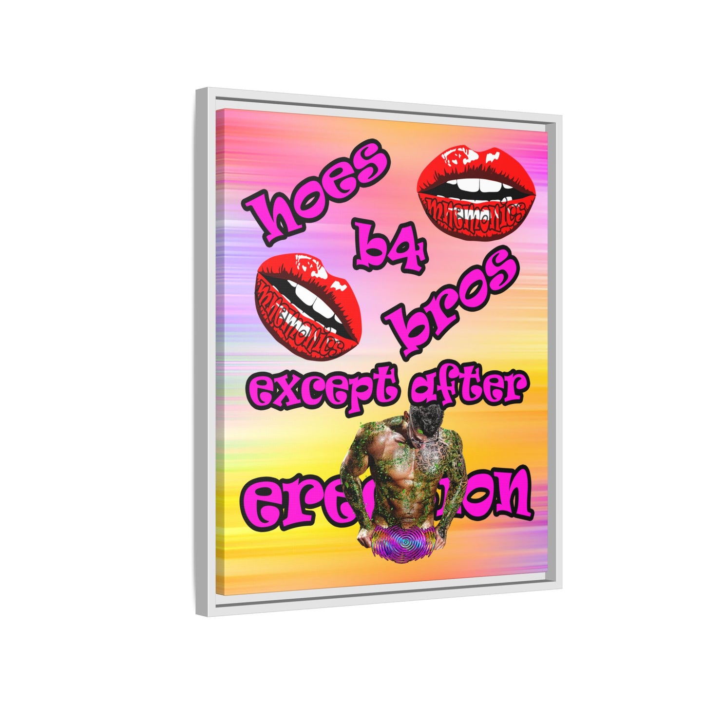 hoes b4 bros - framed canvas art (color blur)