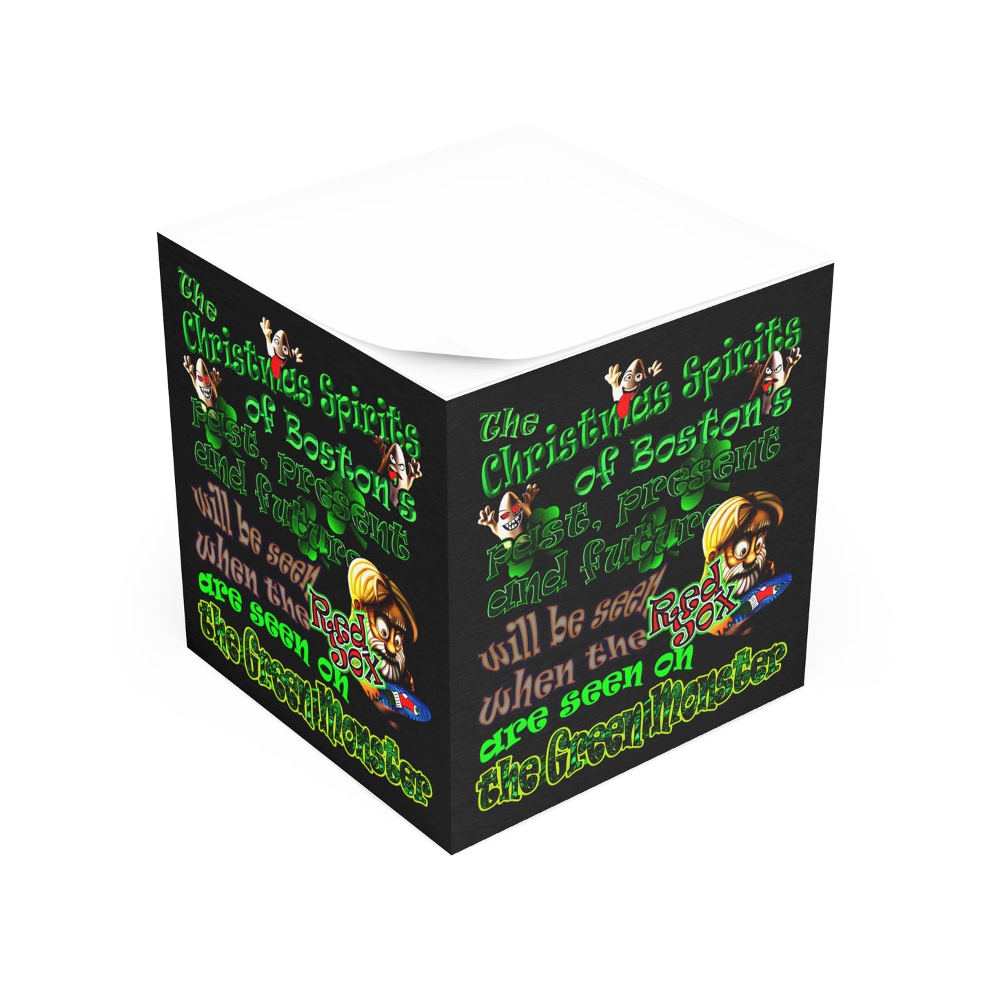 christmas spirits of boston - note cube (black)