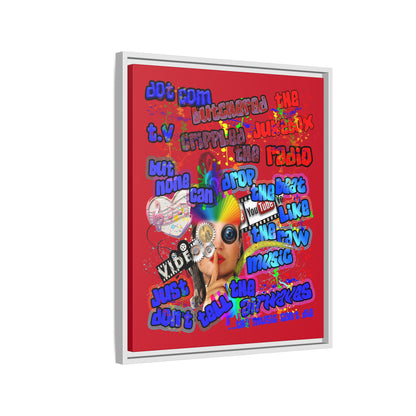 drop the beat - framed canvas art (dark red)