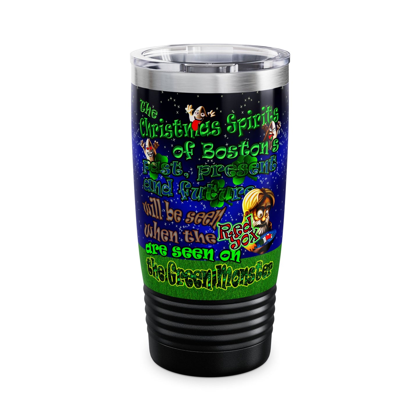 christmas spirits of boston - Ringneck Tumbler, 20oz ('snoops' background)