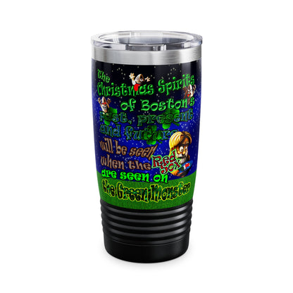 christmas spirits of boston - Ringneck Tumbler, 20oz ('snoops' background)