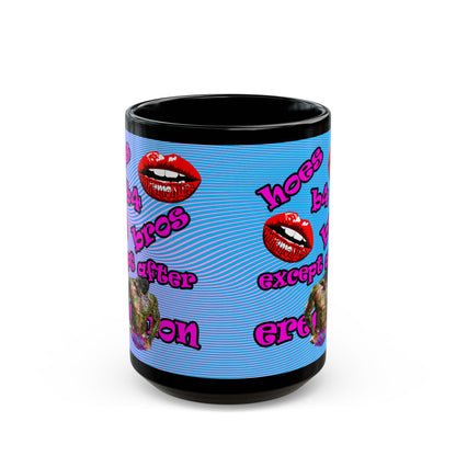 hoes b4 bros - Black Mug (light blue-purple wave)