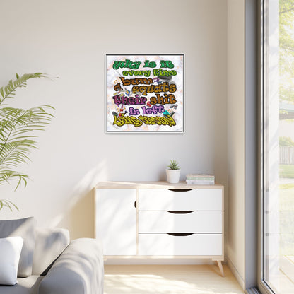 the bum's shit - framed canvas art (white marble)