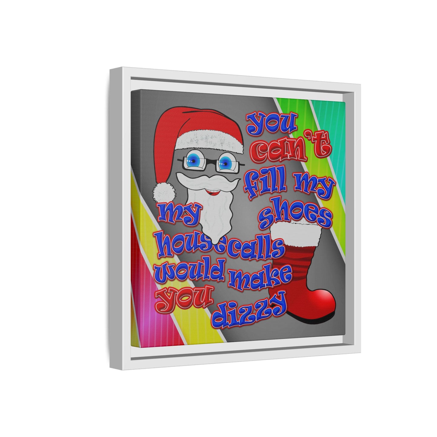 santa's shoes - framed canvas art (rainbow split)