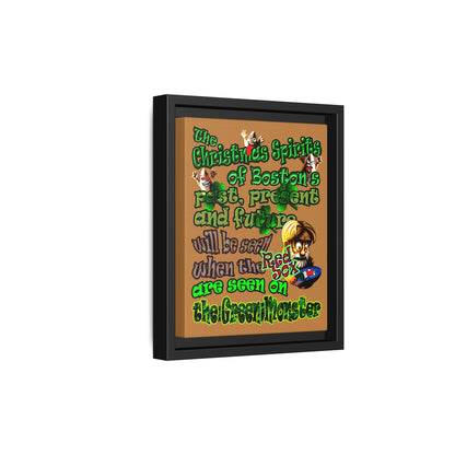 christmas spirits of boston - framed canvas art (light brown)