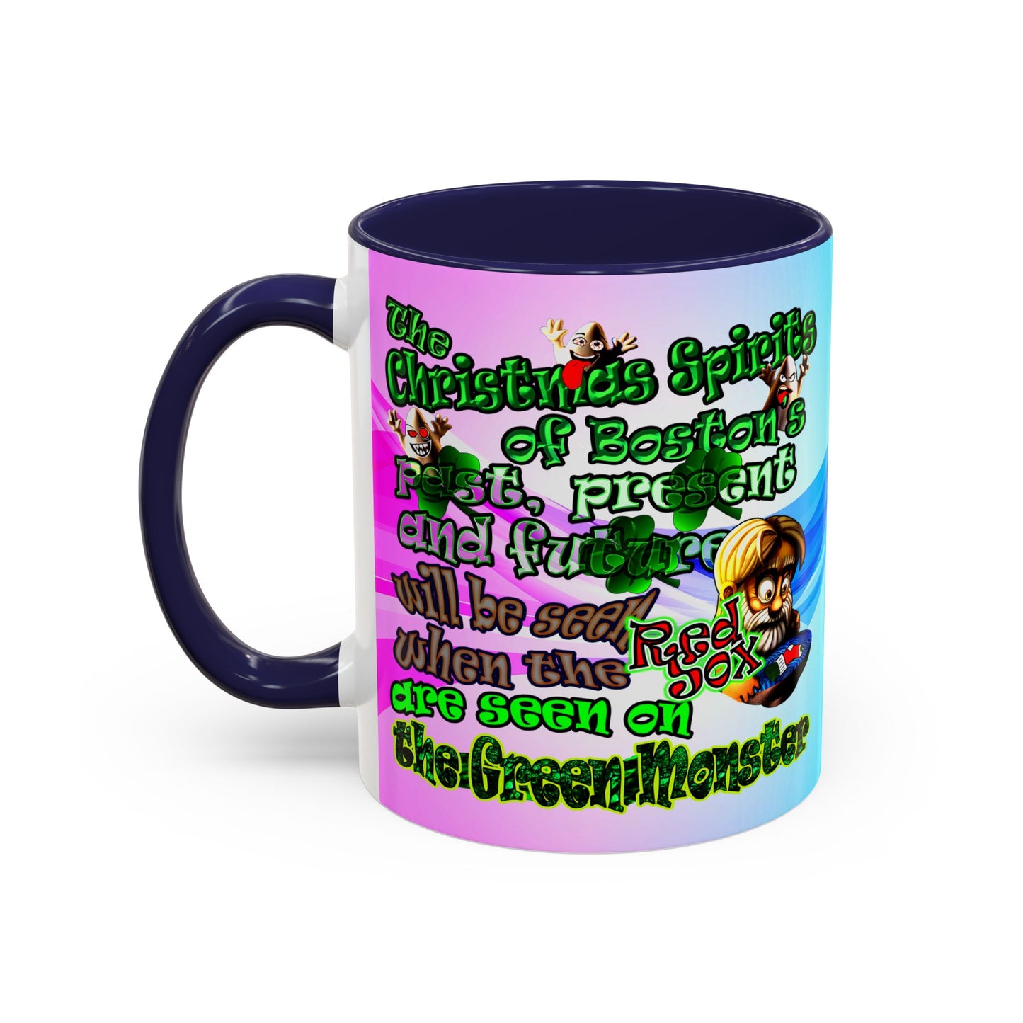 christmas spirits of boston - Accent Mug (light blue-pink wave)