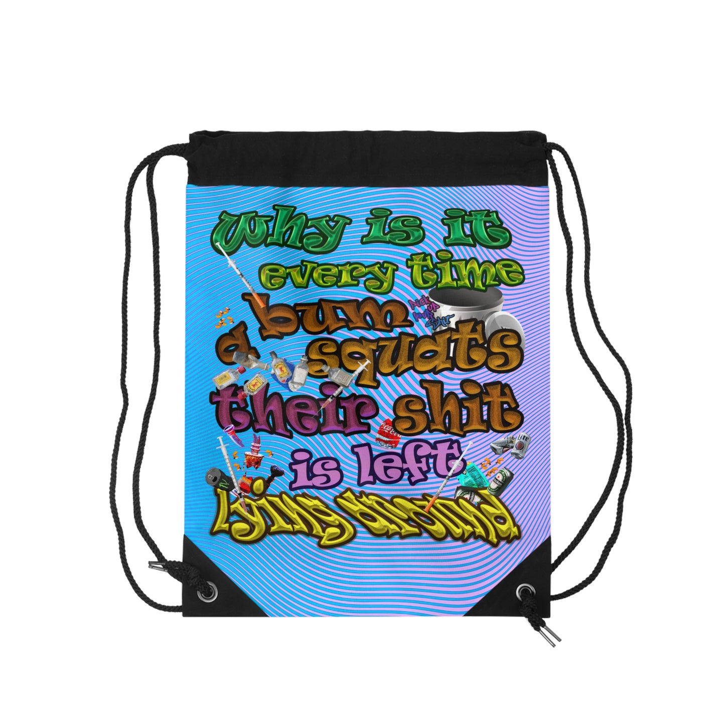 the bum's shit - Drawstring Bag (light blue-purple wave)
