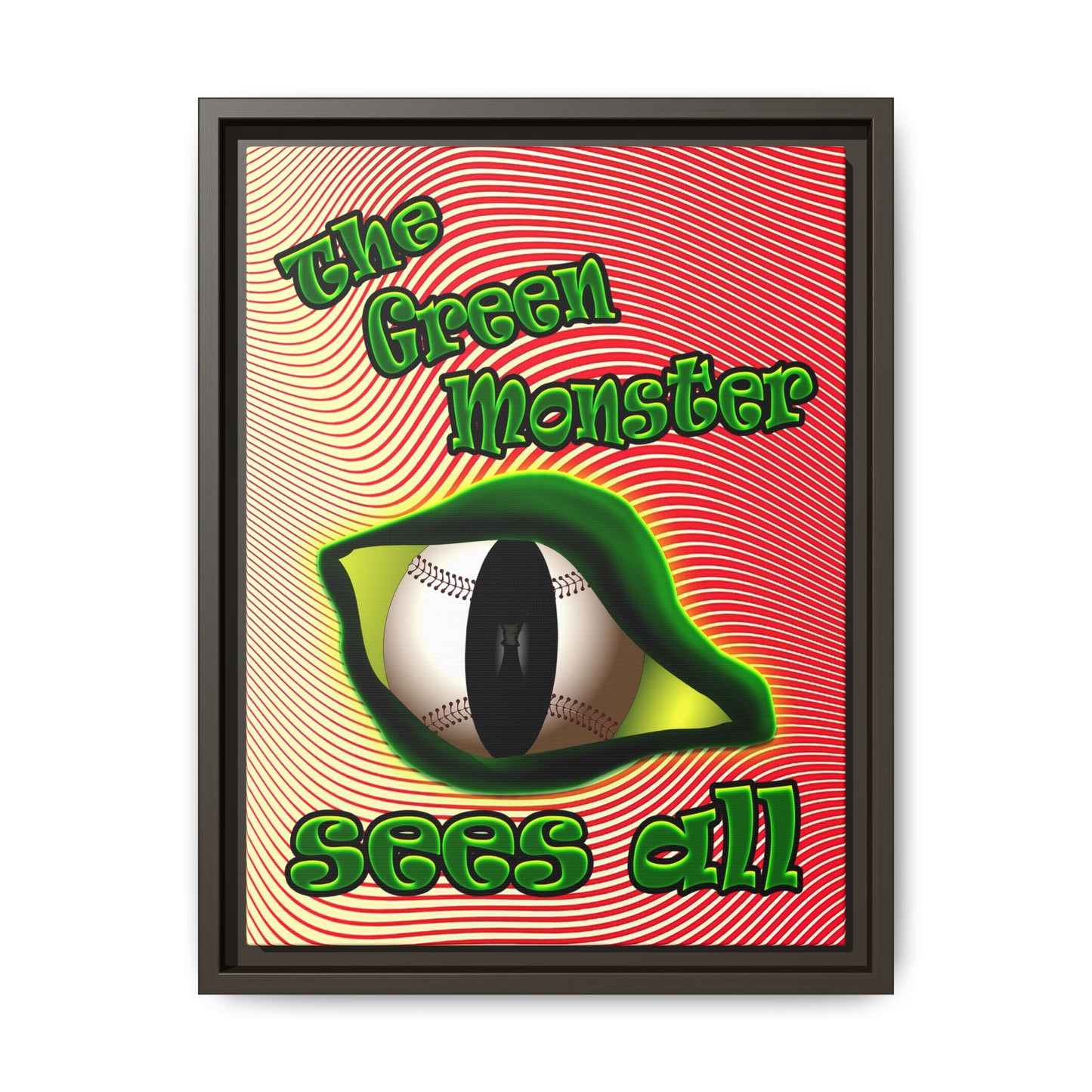 green monster - framed canvas art (yellow-orange wave)