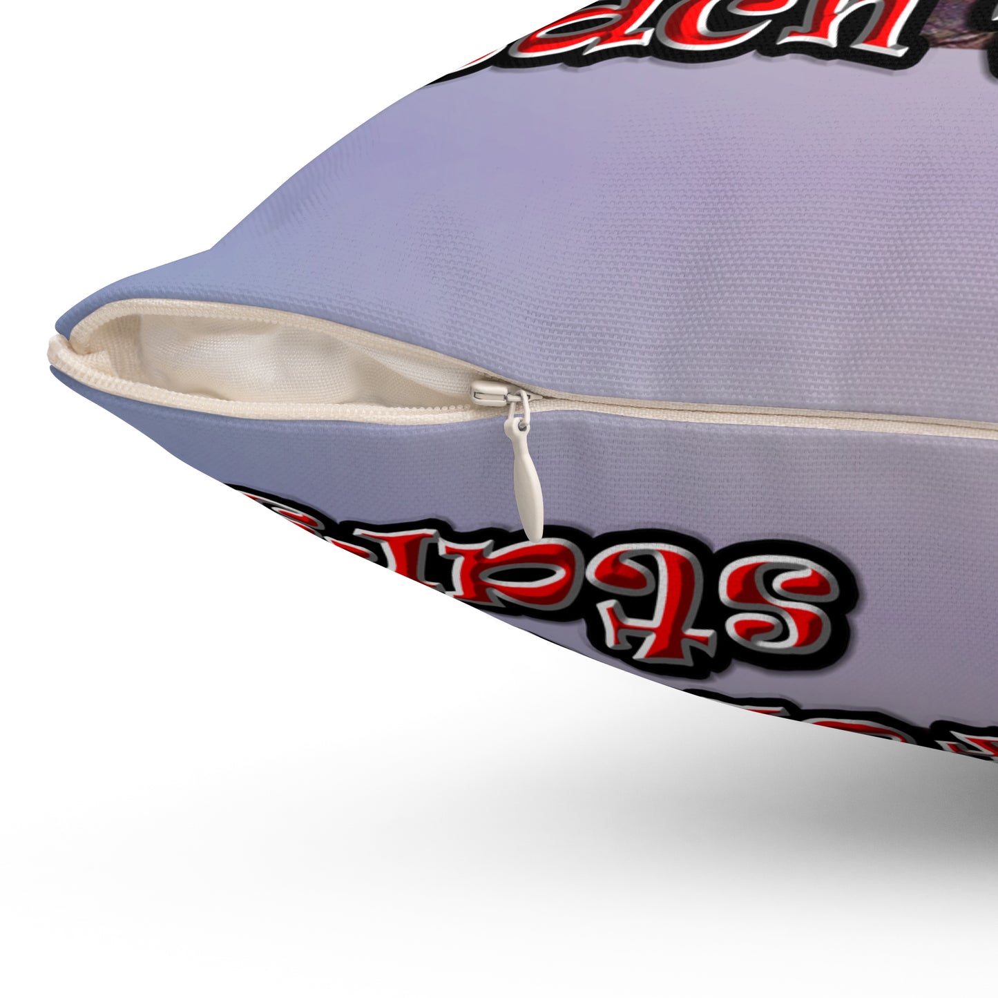 defy conquer reach - Spun Polyester Square Pillow - (light blue-pink wave)