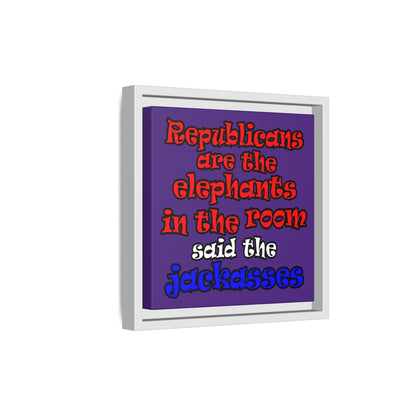donkeys and elephants - framed canvas art (purple)