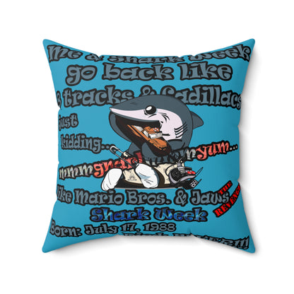 shark week - Spun Polyester Square Pillow - (turquoise)